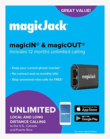magicJack 2021 VOIP Phone Adapter Portable Home and OnTheGo Digital Service Unlimited Calls to US and Canada NO Monthly Bill  Featuring magicIN  magicOUT Service
