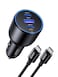 UGREEN 130W Super Fast Car Charger Fast Charging 3Port USB Car Power Adapter With 100W USB C Cable Car Fast Charger Plug for Samsung S24 Series Steam Deck Macbook Laptops Tablets iPhone Huawei