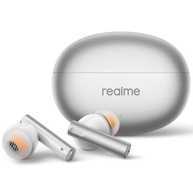 realme Air 6 True Wireless Earbuds 50dB Active Noise Reduction HiRes Sound LHDC 124mm Dynamic Bass Driver 6 Mics Clear Call 40H Battery Bluetooth 53 IP55 Water Resistance Flame Silver