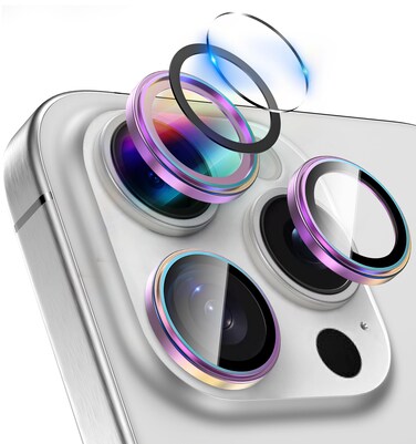 LONLI  for iPhone 16 Pro  16 Pro Max  Triple Individual Camera Lens Protector  Iridescent