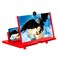 Screen Magnifier 12 Inches 3D HD Cell Phone Magnifying Projector Screen Accessories for Videos Movies and Games Foldable Phone Stand with Screen Amplifier Compatible with Any Smartphones Red