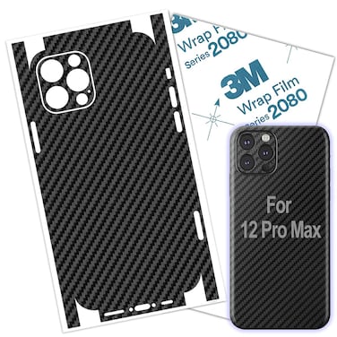 BETXELL iPhone 12 ProMax Skin Wrap Carbon Fiber 3M Film Skin Wrap Protective Around Borders and Back Thin 3D Elegant Skin Carbon Fiber