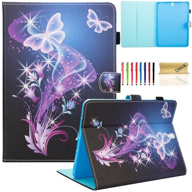 Dteck Galaxy Tab S3 97 case Dteck PU Leather Protective Case with Auto WakeSleep Feature Smart Shell Stand Folio Wallet Cover for Galaxy Tab S3 Tablet 97 Inch SMT820 T825 T827Purple Butterfly