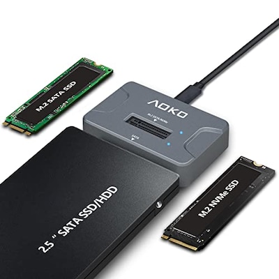 AOKO M2 to USBC 3210Gbps Docking Station with 25 SATA Reader Adapter Converter for M2 PCIe NVMe  M2 SATA NGFF SSD and 25 SATA Dirves