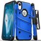 Zizo 1BOLTIPHXRBLBK Bolt Cover Kickstand and Holster Case with Glass Screen Protector for iPhone XR  BlueBlack