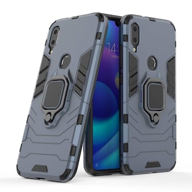 MaiJin Compatible with Xiaomi Mi Play Case Metal Ring Grip Kickstand Shockproof Hard Bumper Shell Works with Magnetic Car Mount Dual Layer Rugged Cover for Xiaomi Mi Play Navy Blue