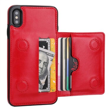 KIHUWEY iPhone Xs Max Wallet Case with Credit Card Holder Leather Kickstand Durable Shockproof Protective Hidden Magnetic Closure Cover for iPhone Xs Max 65 InchRed