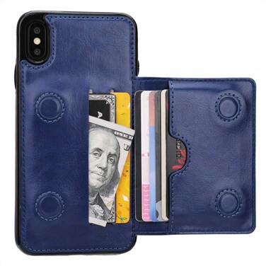KIHUWEY iPhone Xs Max Wallet Case with Credit Card Holder Leather Kickstand Durable Shockproof Protective Hidden Magnetic Closure Cover for iPhone Xs Max 65 Inch Blue