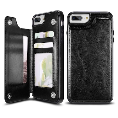 UEEBAI iPhone 7iPhone 8 Black  Case for iPhone 7 iPhone 8 PU Leather Case with Two Magnetic Clasp Card Slots Stand Function Durable Shockproof Soft TPU Case Back Wallet Flip Cover for iPh