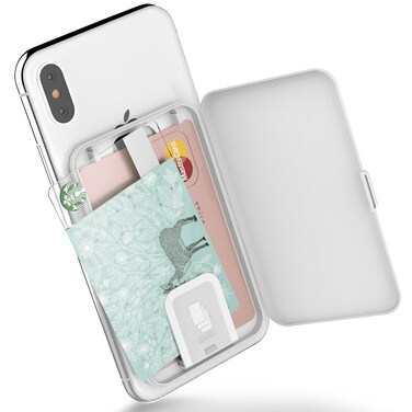 Sinjimoru Back of Phone Card Holder Card Zip White CZP_BASC_3CRD