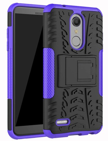 Yiakeng Compatible for LG K30 Case LG Phoenix Plus CaseLG Premier Pro LTE Case LG K10 2018 Case Dual Layer Shockproof Wallet Slim Protective with Kickstand Hard Phone Cover Purple