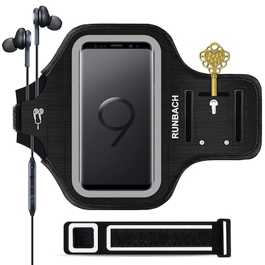 Galaxy S9 ArmbandRUNBACH Sweatproof Running Exercise Gym Cellphone Sportband Bag with Fingerprint TouchKey Holder and Card Slot for Samsung Galaxy S9 Black