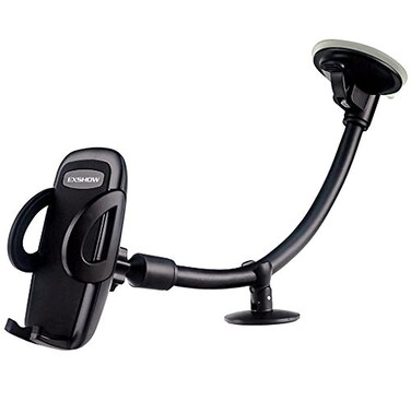 EXSHOW Car Windshield Phone Holder Mount Car Window Cell Phone Truck Mount with Gooseneck Long Arm Super Suction Cup Compatible for iPhone 12 Pro MAX 11 SE XR XS 8 Plus 7 Galaxy S21 and More Phones