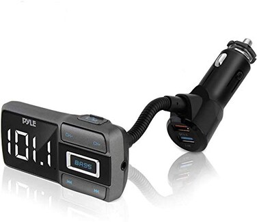 Universal Wireless Bluetooth Car Adapter  Digital Car Bluetooth FM Transmitter Receiver Music Audio Stereo Radio Adapter wCharger Mic Handsfree Calling MP3 Dual USB AUX Micro SD  Pyle PBT99