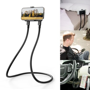 BLand Cell Phone Holder Universal Mobile Phone Stand Lazy Bracket DIY Free Rotating Mounts with Multiple Function Black