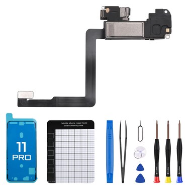DGSCSMY for iPhone 11 Pro Earpiece Front Speaker Replacement Repair 58 OEM Ear Module with Ambient Light Sensor Flex Cable Connector Fix Tools Kit Proximity Sensor 11pro for A2160 A2217 A2215