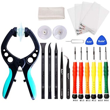 Kaisi Electronics Screen Opening Toolkit Cellphone iSlack Suction Cup Pliers Opening Repair Kit Compatible for iPhone Samsung Galaxy Cell Phone iPad iPod iMac and More LCD Screen Opener  16Pcs