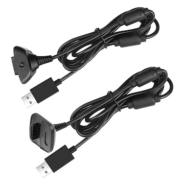 Reiso 2 Pack USB Charging Cable Wireless Charger for Xbox 360 Wireless Controller Black