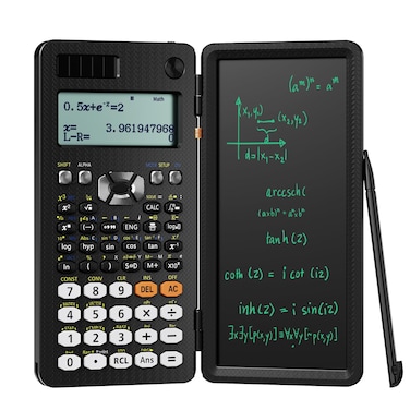 ROATEE Upgraded 991ES Plus Desktop Scientific Calculator Multiview 4Line Display with Erasable LCD Writing Tablet Solar Battery Power with Notepad for School