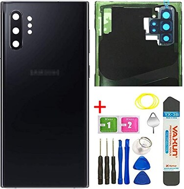 FXDTECH Galaxy Note 10 Plus Back Glass Replacement Cover Housing Door WCamera Glass Lens and Tape Parts for Samsung Galaxy Note10 Plus Note 10 5G Tools  Eject Pin Aura Black