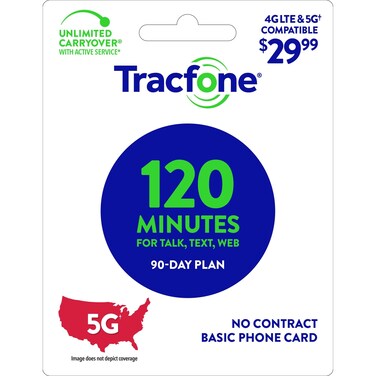 Tracfone 2999 Basic Phone Plan 120 Minutes 90 Days Physical Delivery