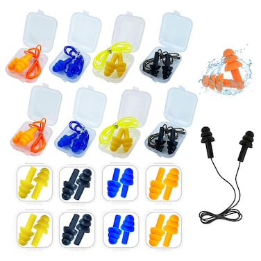 AXBUS Ear Plugs for Sleeping16 Pairs Noise Canceling Soft Reusable Silicone Earplugs Waterproof Noise Reduction Earplugs for ConcertSwimmingStudyLoud NoiseSnoring