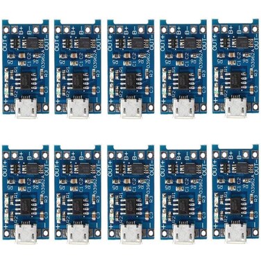 DUTTY 10 PCS TP4056 1A 5V Lithium Battery Charging Board Module Micro USB Interface Charging Protection 2in1
