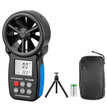 INFURIDER Digital Wireless Anemometer with APP via Bluetooth Handheld Wind Speed Meter Wind Gauge for Measuring Wind VelocityTemperature with Backlit MaxMinAvg YF866APP
