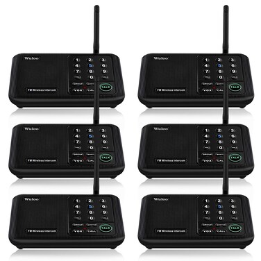 Wuloo Intercoms Wireless for Home 5280 Feet Range 10 Channel 3 Code Wireless Intercom System for Home House Business Office Room to Room Intercom Home Communication System 6 Packs Black
