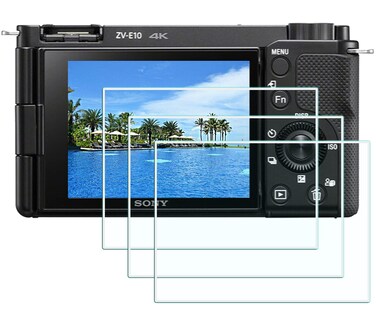 HUIPUXIANG Alpha ZVE10 Screen Protector for Sony ZVE10 Camerafor Accessories with Hot Shoe Cover 03mm High Definition 9H Hardness Optical LCD Premium Glass Protective Cover 31 Pack
