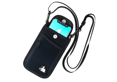 DefenderShield EMF and 5G Radiation Protection Cell Phone Crossbody Pouch with Straps  Lightweight Large Pouch Fits Most Smartphones and Electronics 75 x 4 in Black