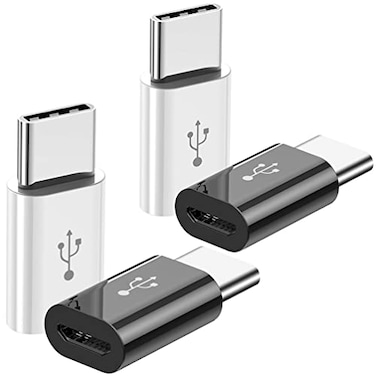 Mepsies Micro USB to USB C Adapter Pack of 4 Micro USB Female to USBC Male OTG Adapter Compatible with Samsung Galaxy LG Huawei TypeC Mobile Phones Tablets and More 2 Black and 2 White