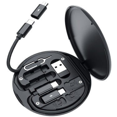 Yesimla USB C Adapter OTG Cable Kit Multi Charging Cable Case Convertor USB C to iOS DeviceType CMicroUSB A Adapter Data Transfer Contains Card Slot for Traveling Use as Phone Holder Black