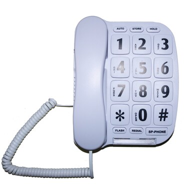MegFong MF11W Extra Large Button Phone for Elderly Senior Amplified Corded Phone with Loud Handsfree Speakerphone Perfect for Hearing Impaired