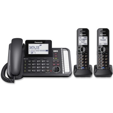 Panasonic 2Line CordedCordless Phone System with 2 Handsets  Answering Machine Link2Cell 3Way Conference Call Block Long Range DECT 60 Bluetooth  KXTG9582B Black