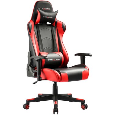 GTRACING Gaming Chair Racing Office Computer Ergonomic Video Game Chair Backrest and Seat Height Adjustable Swivel Recliner with Headrest and Lumbar Pillow Esports Chair Red