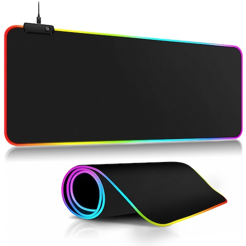 ploszoze RGB Gaming Mouse Pad LED Mouse Mat NonSlip Rubber Base Desk Mat Computer PC Keyboard Pad