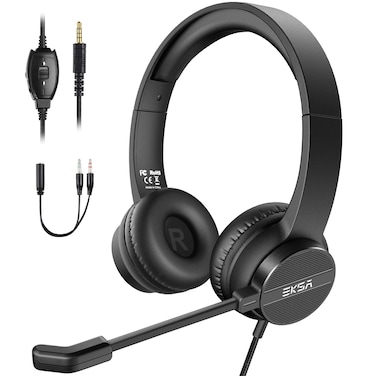 EKSA 35mm Headset with Microphone Wired Computer Headset with inline Control Volume  Mute Lightweight Noise Cancelling Headphones PC Headset Perfect for HomeOfficeCall CenterClassroomSkype