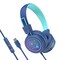 MEE audio KidJamz KJ55 Safe Listening USBC Headphones for Children with Multicolor LED Lights Volume Limiter  Microphone OnEar Wired Kids Headset for iPhone 16 iPad  USB Type C Devices Blue