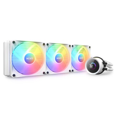 NZXT Kraken 360 RGB  360mm AIO CPU Liquid Cooler  RLKR360W1  Customizable 154 Square LCD Display for Images Performance Metrics  HighPerformance Pump  White