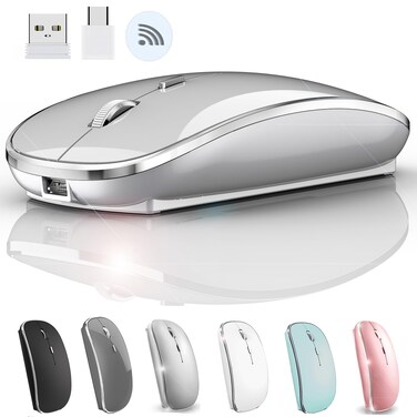 JETTA Rechargeable Wireless Mouse for Mac Wireless Mouse for Laptop iMac Wireless Mouse mac Desktop Computer Silver