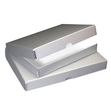Lineco 11x14 Clamshell Folio Storage Box 175 Deep Metal Edge Metallic Removable Lid Color Silver