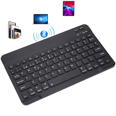 JIMTAB UltraSlim Bluetooth Keyboard Portable Mini Wireless Keyboard Rechargeable for Apple iPad iPhone Samsung Tablet Phone Smartphone iOS Android Windows 10 inch Black