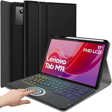 DKAHOEE Backlit Touchpad Keyboard Case for Lenovo Tab M11 11 Inch 2024 3Zone Backlit Wireless Keyboard with Slim Stand Cover Case for 11 Lenovo Tab M11 Tablet TB330FU  TB330XU 2024 Release