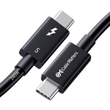 Cable Matters Intel Certified 80Gbps Thunderbolt 5 Cable with up to 120Gbps Bandwidth Boost and 240W Charging in Black  3m1ft Compatible with Thunderbolt 4 USB 4 and USBC