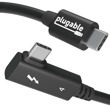 Plugable Thunderbolt 4 Cable Right Angle 40Gbps with 240W EPR Charging 8K Display Intel Certified 26 Feet 80CM Compatible with USB4 Thunderbolt 3 USB C iPad MacBook Windows TBT4240W80CMR