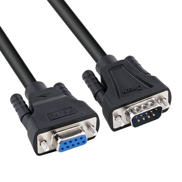 DTECH DB9 RS232 Serial Cable Male to Female Extension Null Modem Cord Cross TXRX line for Data Communication 5 Feet Black