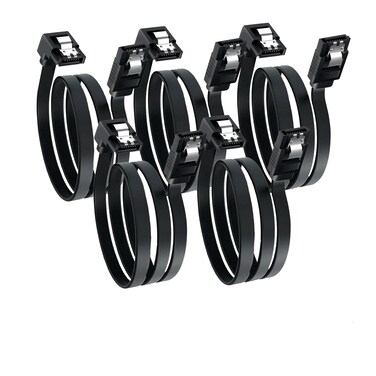 SaiTech IT 5 x SATA 3 Data Cable SATA III SATA 3 cable black 45cm with Locking Latch straight to Right Angle 90 Degree  compatible up to SATA600  15GBs3GBs6GBs  SATA Cable I and Sata II