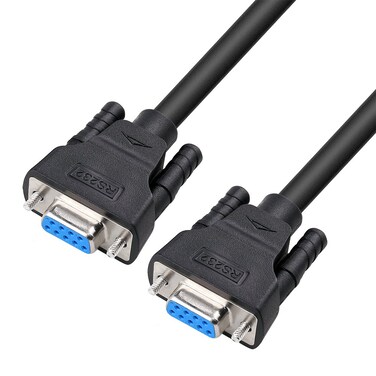 DTECH DB9 RS232 Serial Cable Female to Female Null Modem Cord Full Handshaking 7 Wire Crossover for Data Communication 5 Feet Black