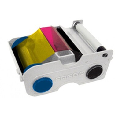 Fargo DTC1000 YMCKO Ribbon Cartridge wCleaning Roller  45000